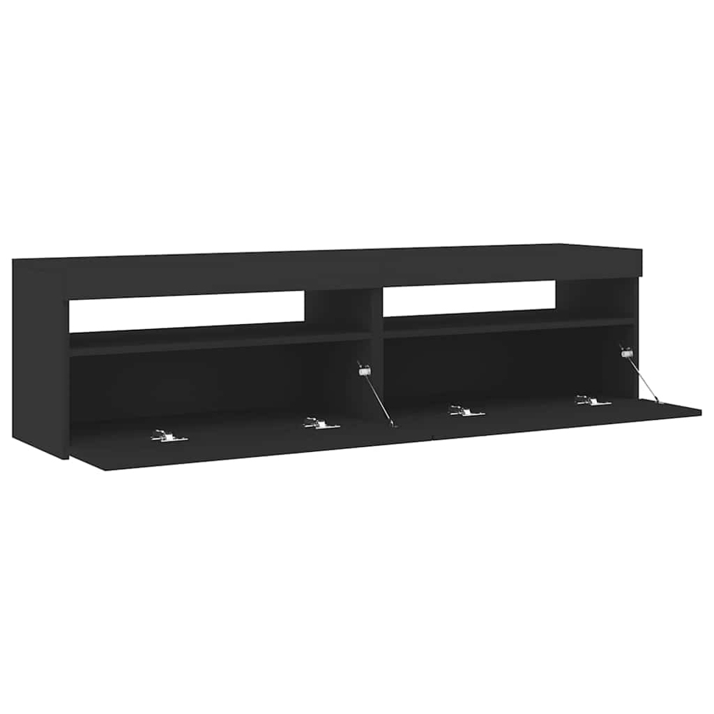 vidaXL Single Door Single Shelf Black LED TV Cabinet Set of 2 Image 6
