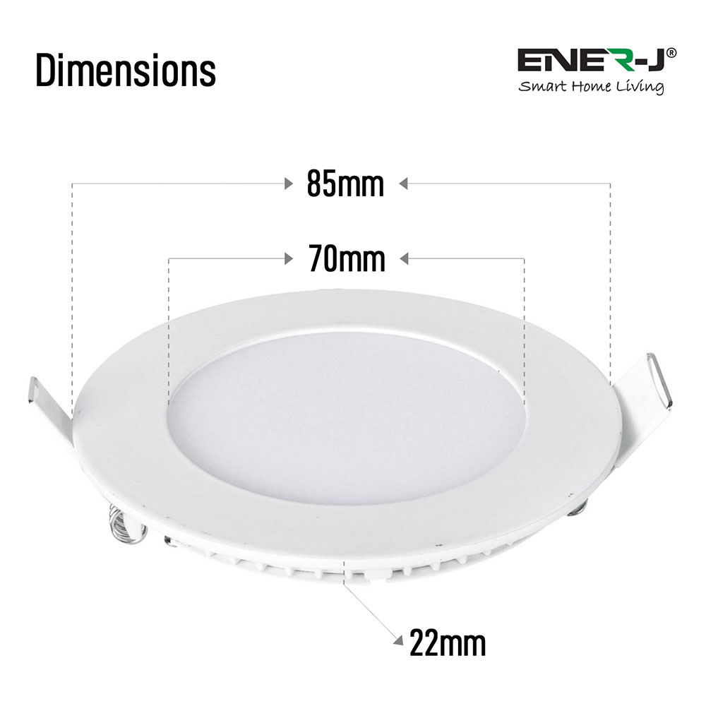 ENER-J 3W 6000K LED Round Panel Downlight 4 Pack Image 5