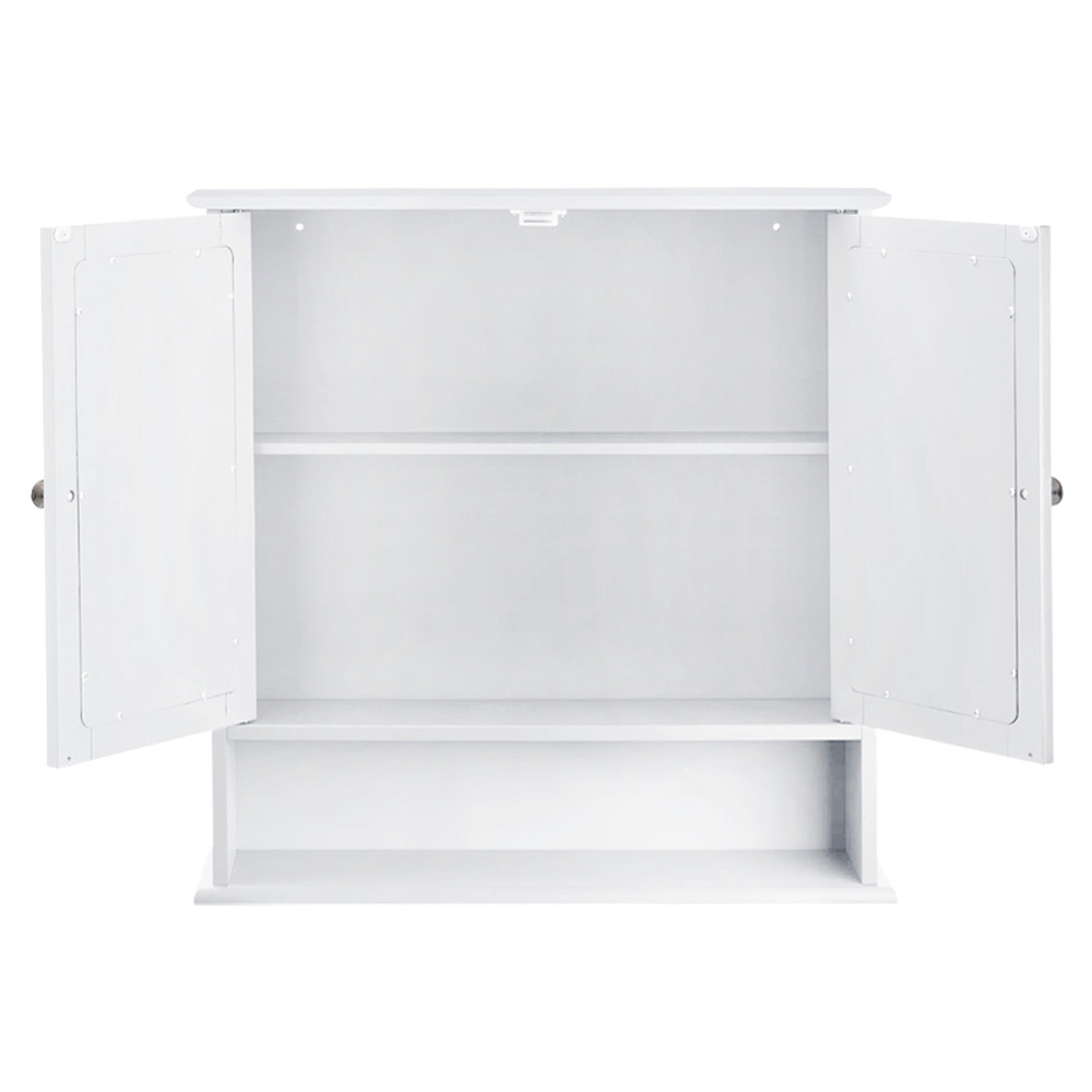 Living and Home White Wall Mounted Mirror Bathroom Cabinet Image 4