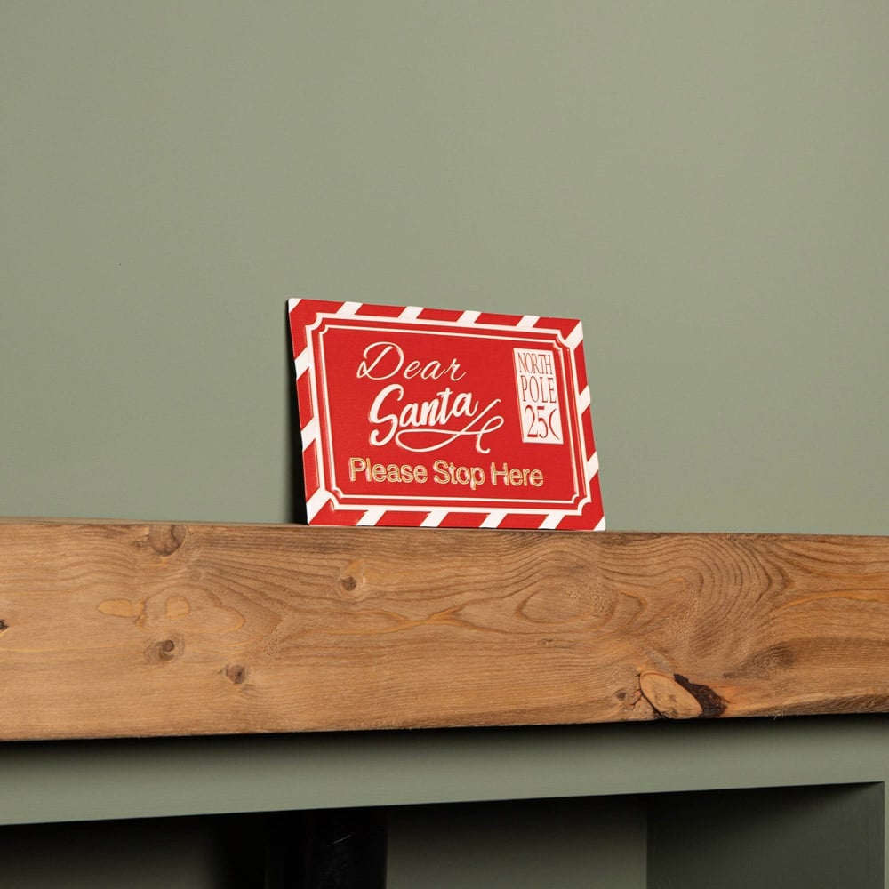 Samuel Alexander Red and White Metal Dear Santa Stop Here Hanging Sign 29cm Image 5