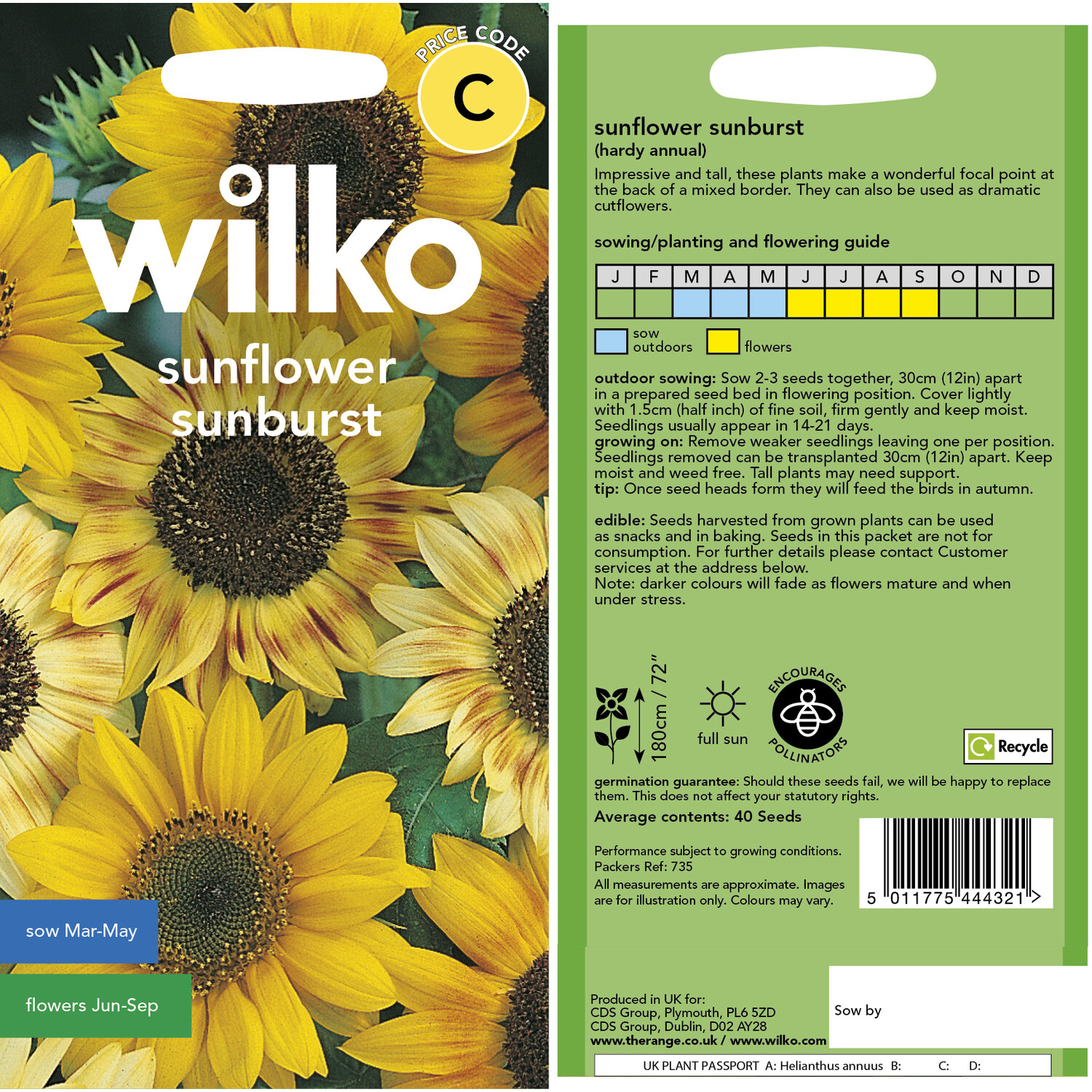 Wilko Sunflower Sunburst Seeds Image 3