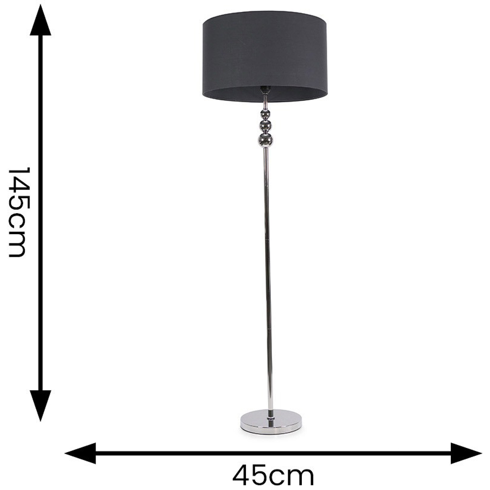 ValueLights Marissa Reni Charcoal Grey Shade and Chrome Ball LED Floor Lamp Image 7