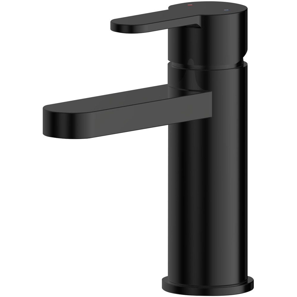 nuie Matt Black Mono Basin Mixer with Push Button Waste Image 1