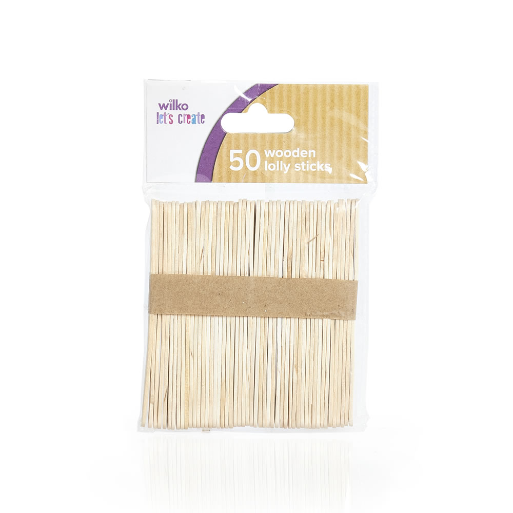 Wilko Wooden Lolly Sticks 50 pack Image