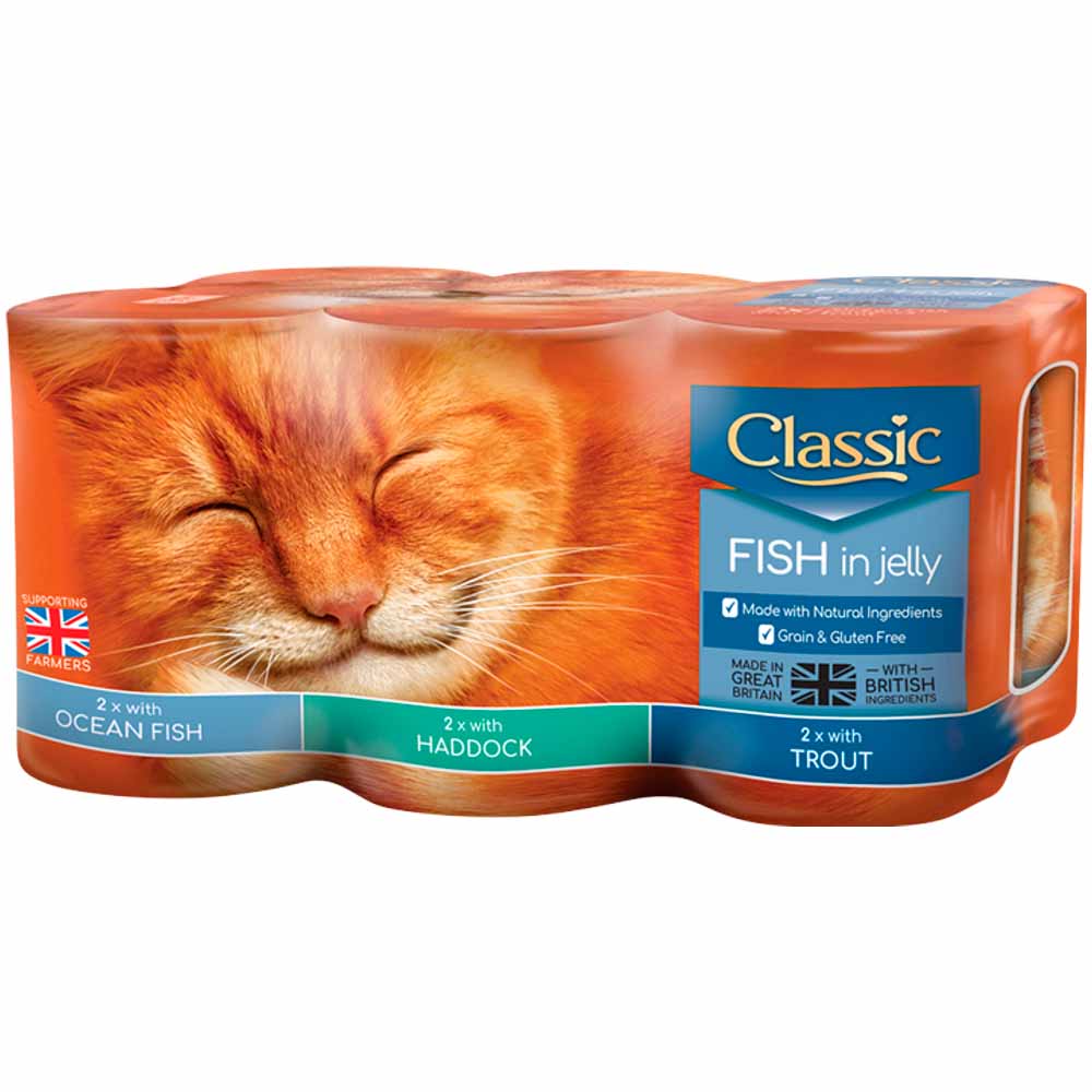 Butchers Classic Tinned Cat Food Haddock Trout Ocean Fish in Jelly 6 x 400g Image 1