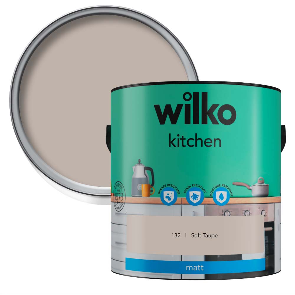 Wilko Kitchen Soft Taupe Matt Emulsion Paint 2.5L Image 1