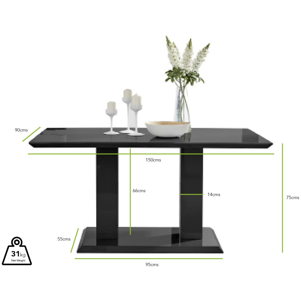 Furniturebox Molini Solara 6 Seater Dining Set Black High Gloss and Cappuccino Image 8