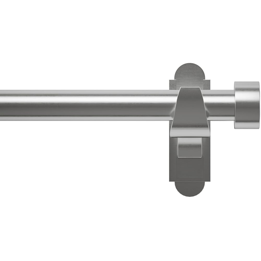 Rothley 125-216cm Brushed Stainless Extendable Stud Finials Curtain Pole Image 1