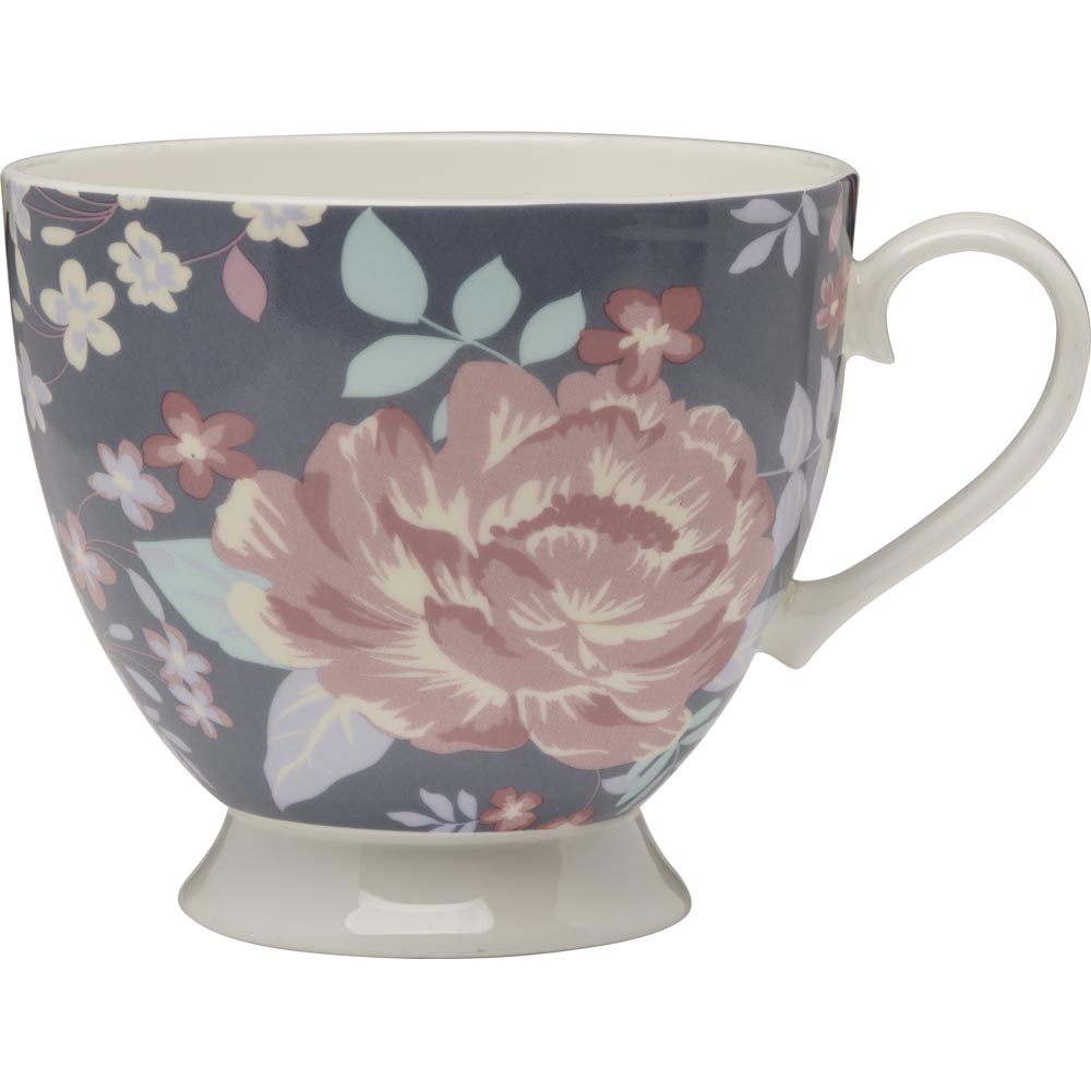 Wilko Floral Tea Cup Blue Image 1