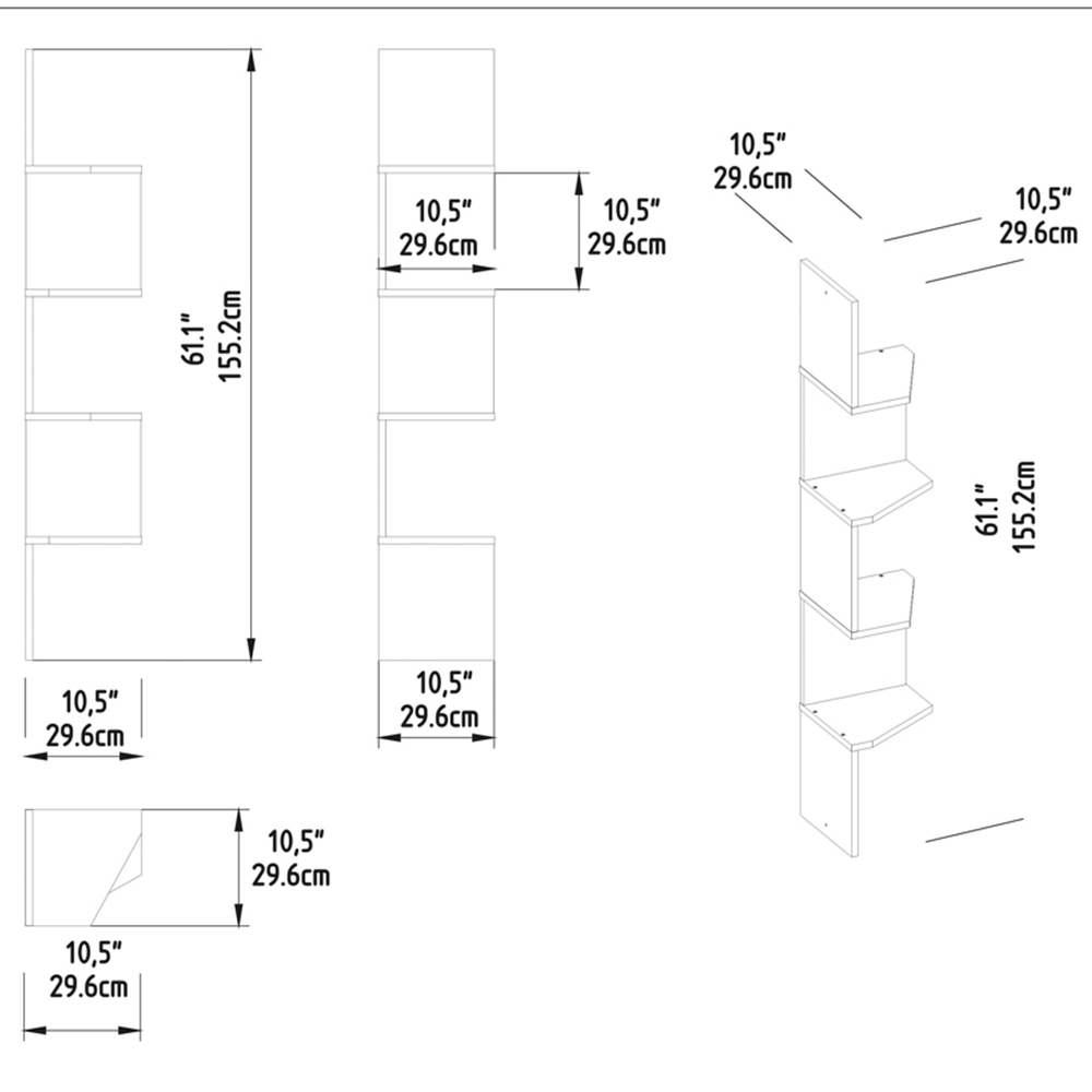 Decorotika Desaldo 4 Shelf White Corner Wall Mounted Shelving Unit Image 7