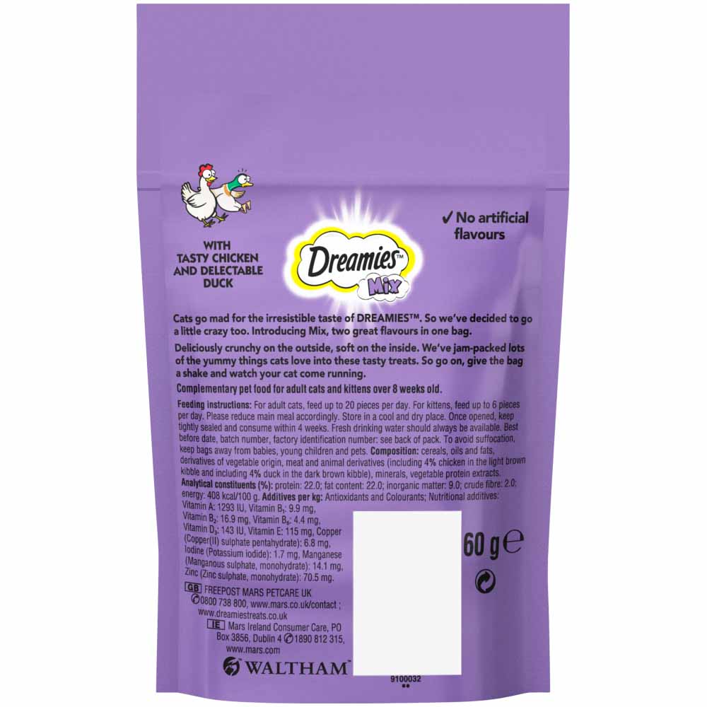 Dreamies Chicken and Duck Cat Treats 60g Image 4