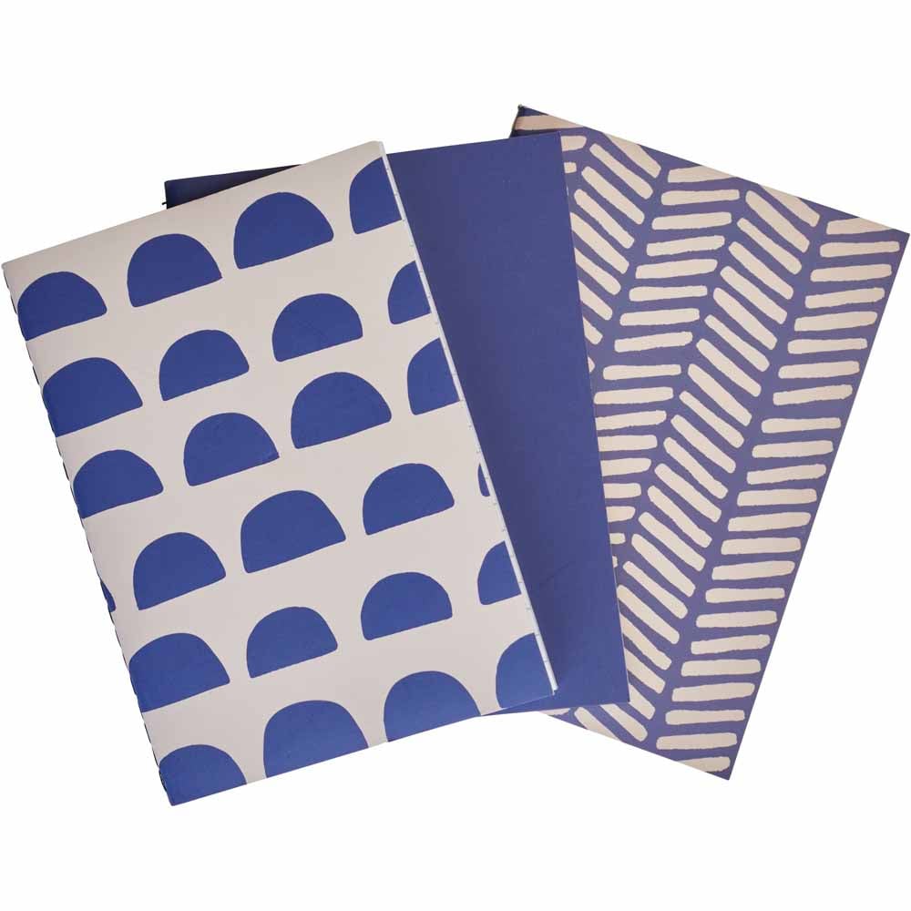 Wilko Exercise Book A6 3pk Navy Image 1