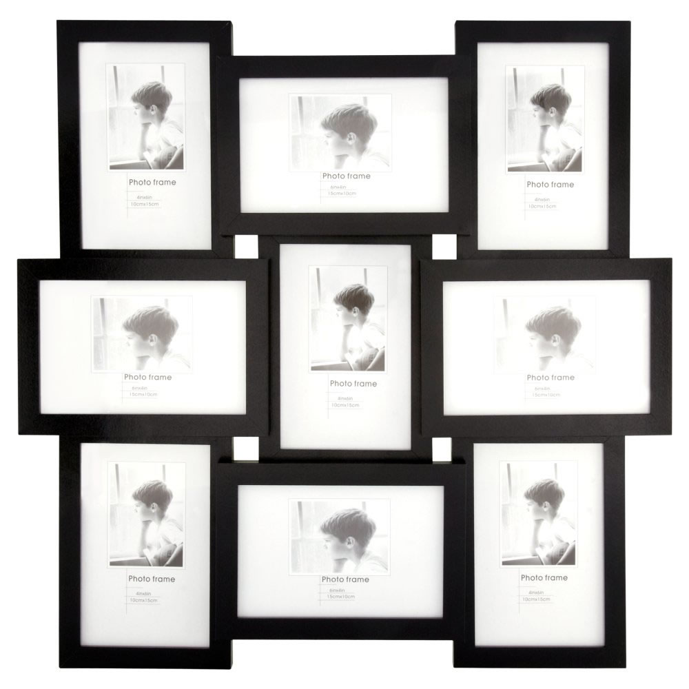 Wilko Black 9 Multi Aperture Photo Frame 6 x 4 Inch Image 1