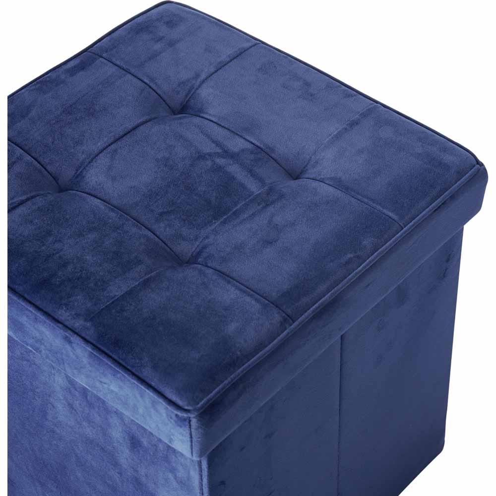 Wilko Velour Storage Cube Blue Image 5