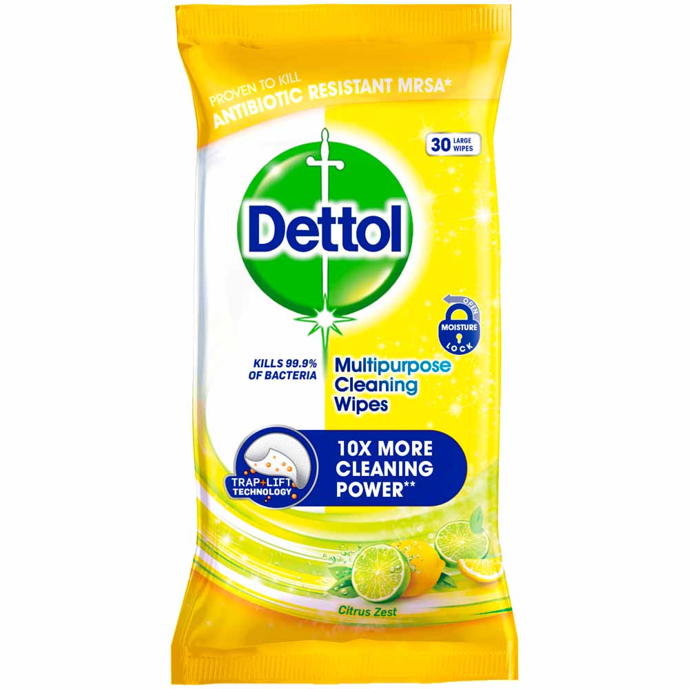 Dettol Anti-Bacterial Multi Purpose Wipes Citrus 30pk Image