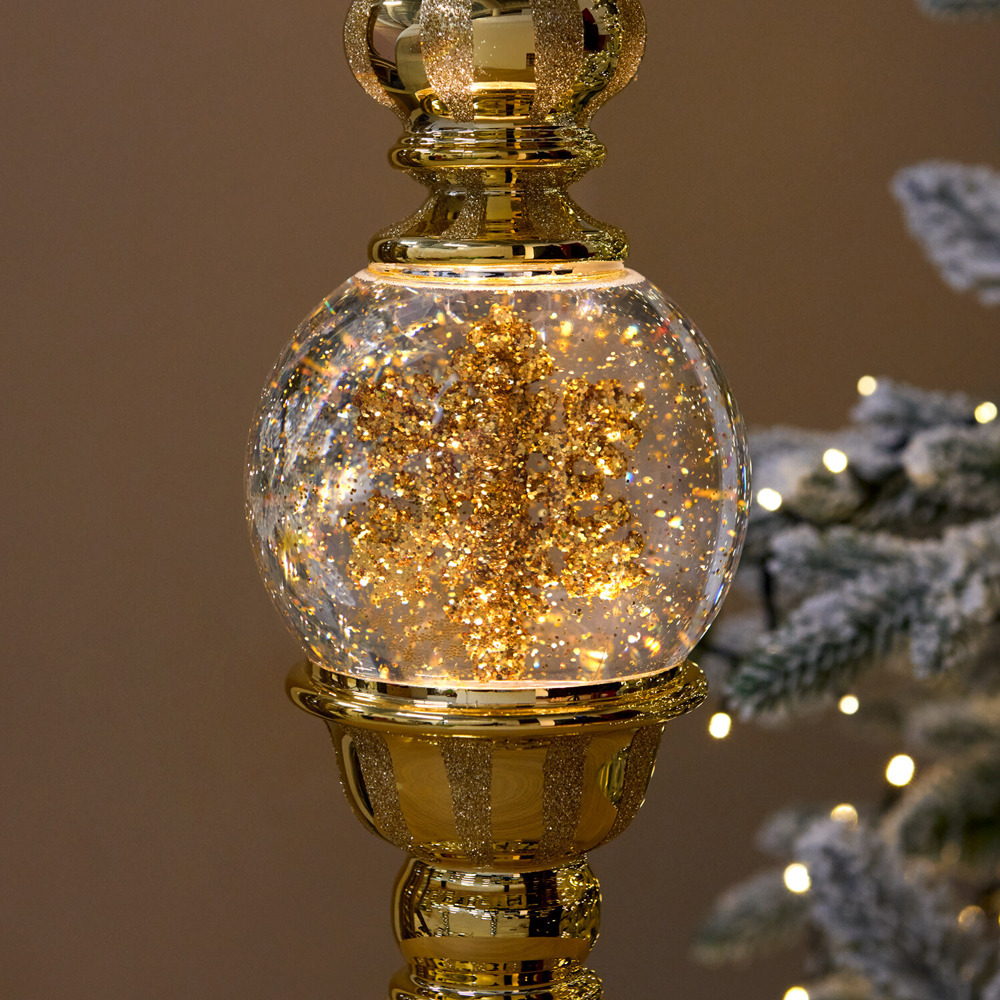 Spindle with LED Spinning Snowflake Gold Image 4