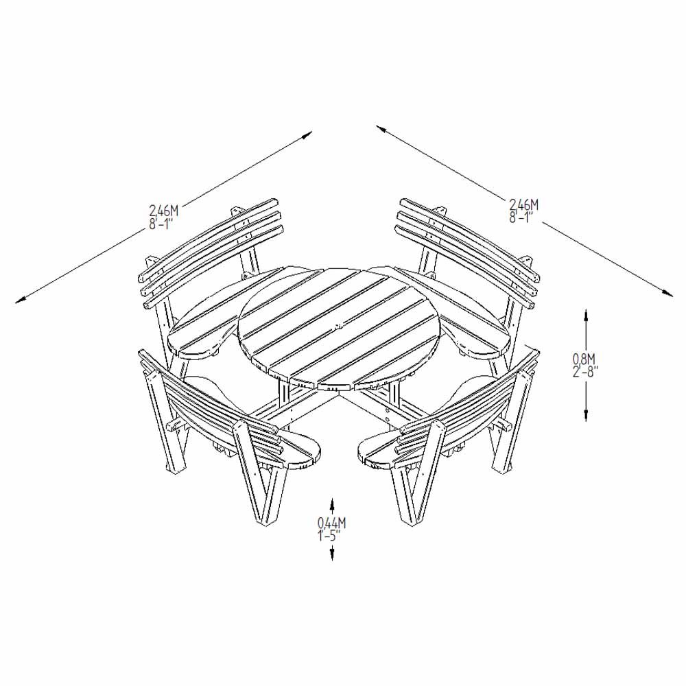 Forest Circular FSC Picnic Table with Seat Backs Image 3