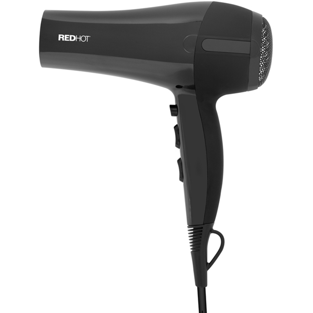 Red Hot Black Professional Hair Dryer with Diffuser Image 1