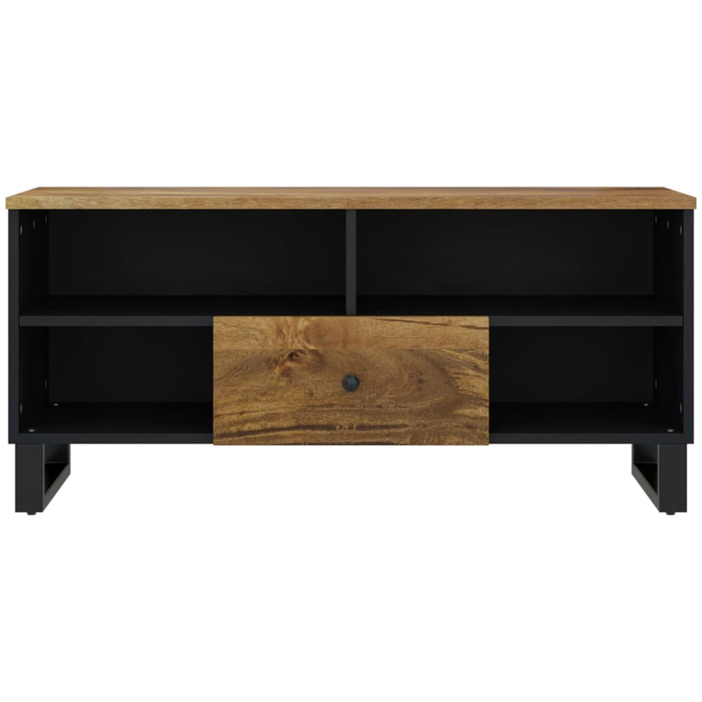 vidaXL Single Drawer 4 Open Shelf Honey Brown Solid Wood Mango TV Cabinet Image 4