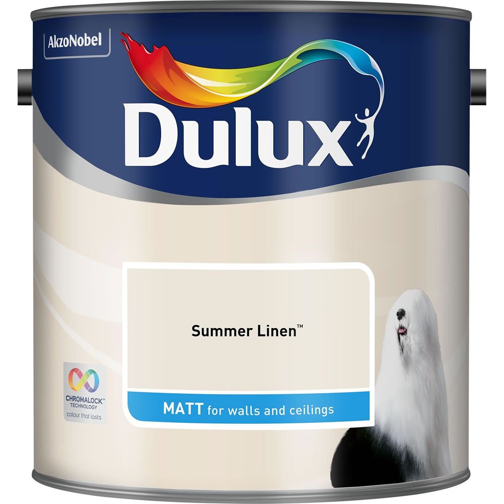 Dulux Walls & Ceilings Summer Linen Matt Emulsion Paint 2.5L Image 2