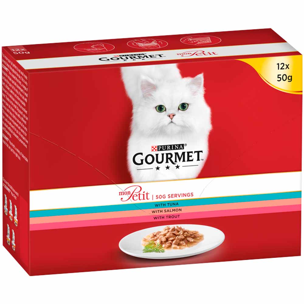 Gourmet Mon Petit Fish Variety Cat Food Pouches 12 x 50g Wilko