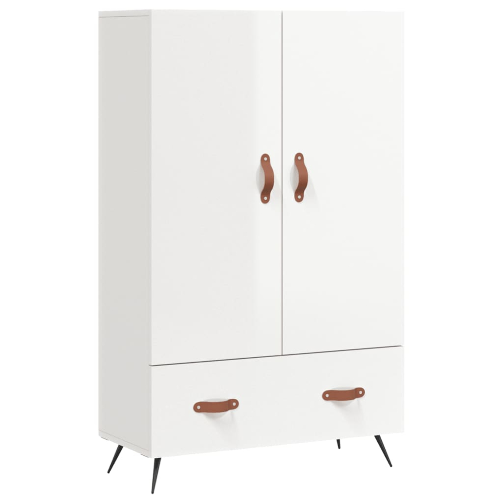 vidaXL 2 Door Single Drawer High Gloss White Highboard Image 2