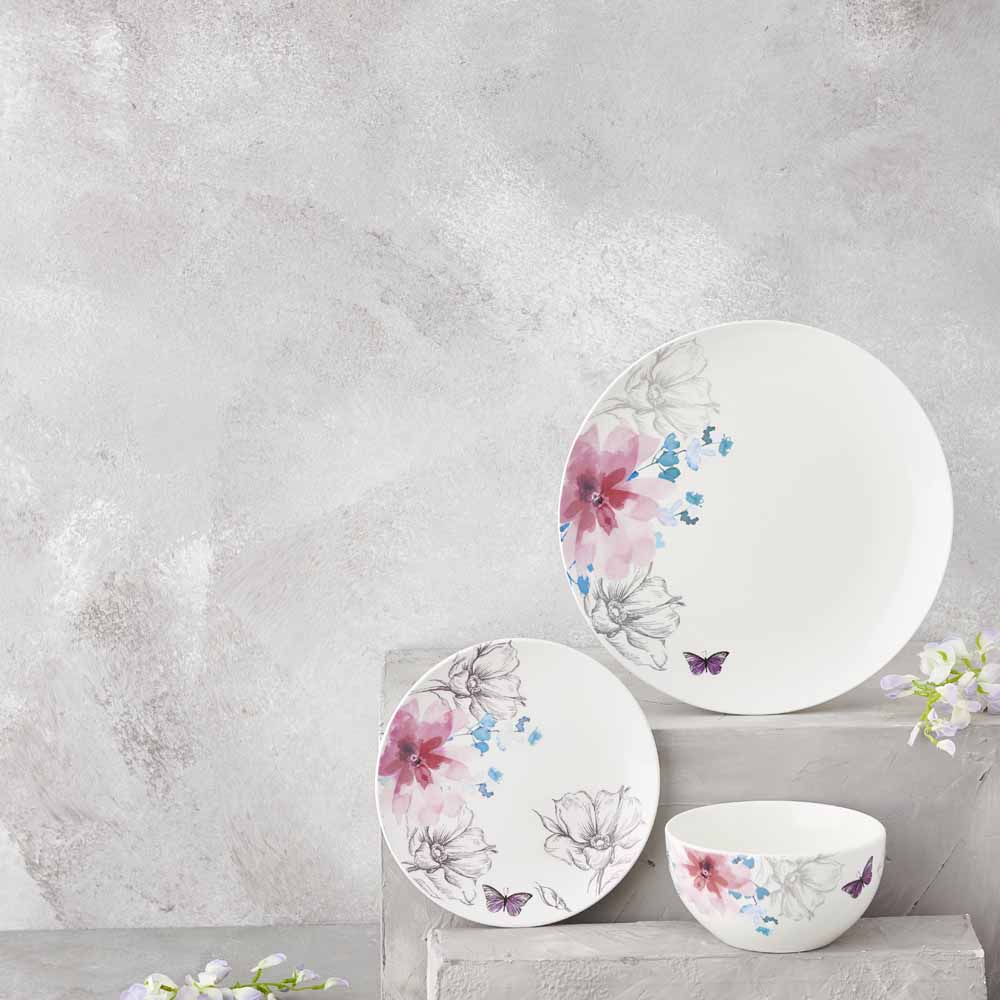 Wilko Sketched Floral Dinnerset 12pc Image 1