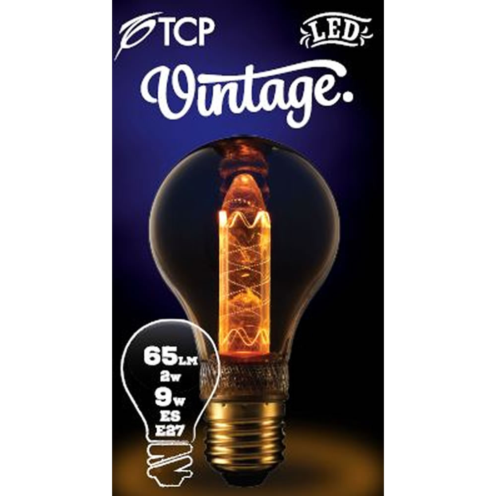 TCP 1 pack Screw E27/ES LED 65 Lumens Vintage Twis ted A-Shape Light Bulb Image 2