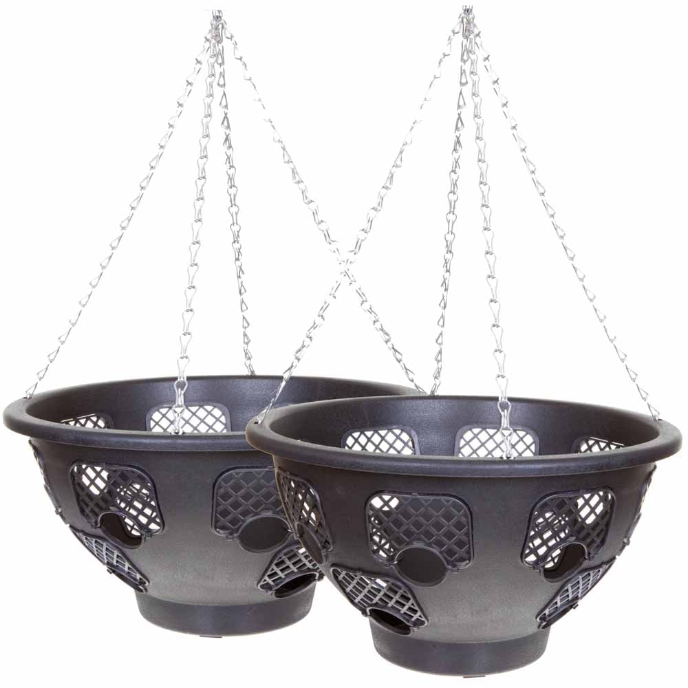 YouGarden Easy Fill Plastic Hanging Baskets 2 Pack Image 1