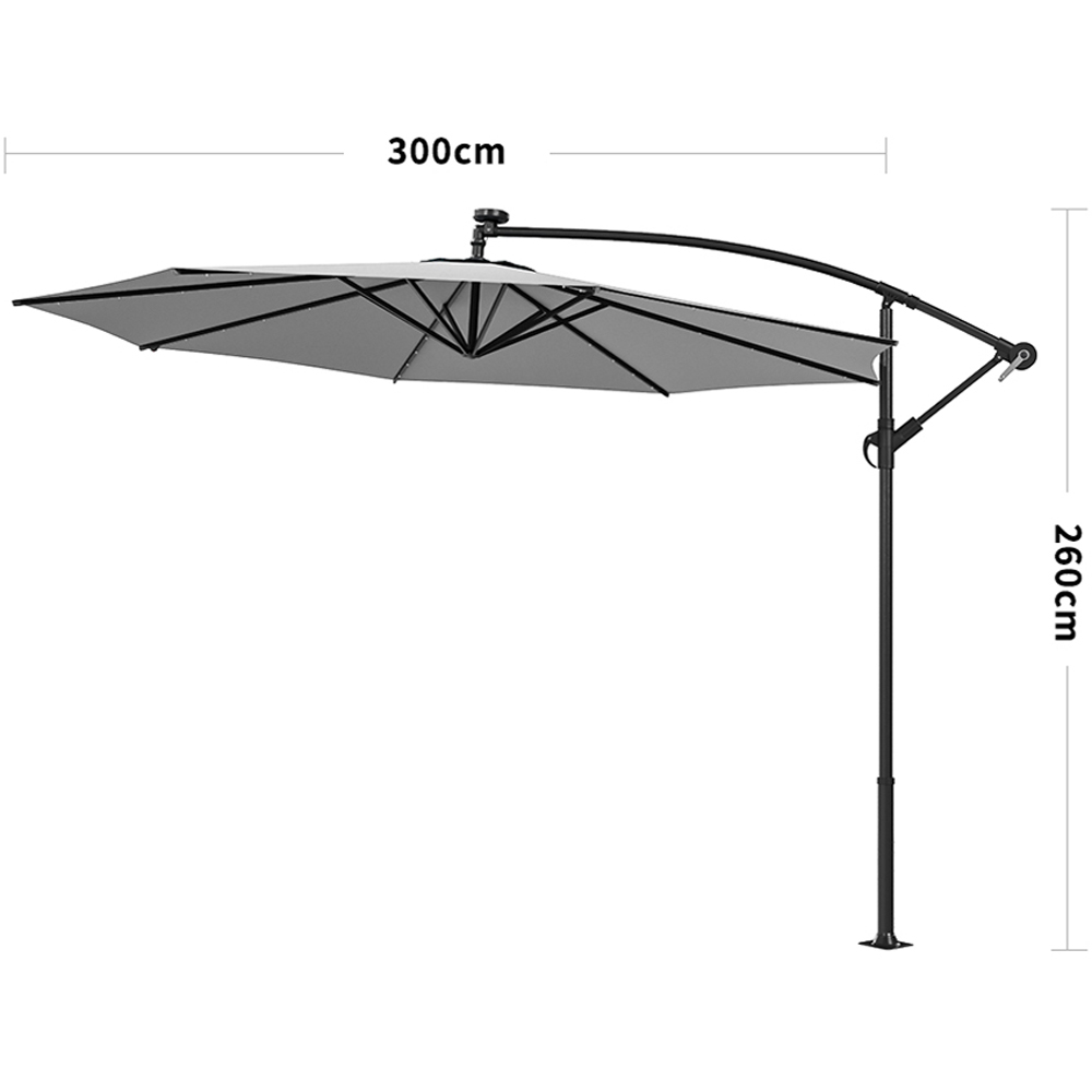 Living and Home Grey LED Cantilever Parasol with Cross Base and Square Base 3m Image 8