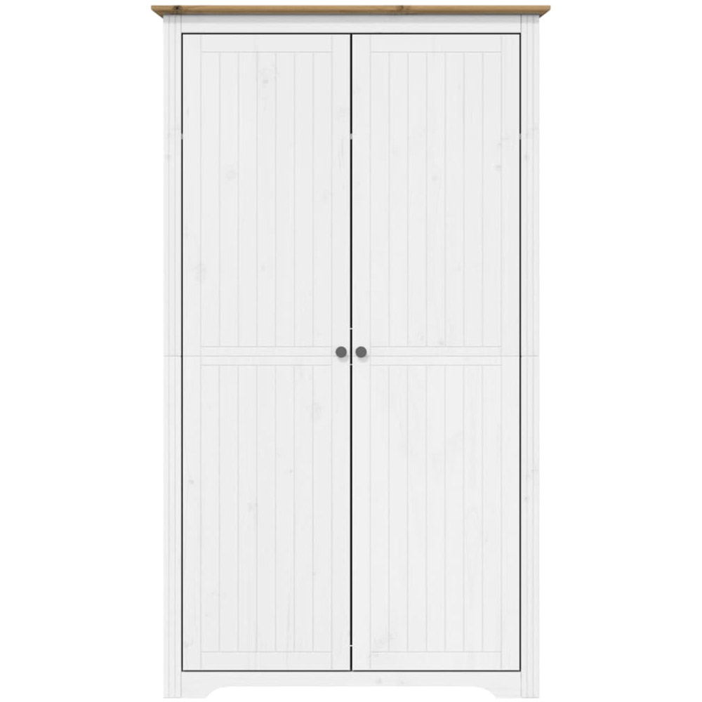vidaXL Bodo 2 Door White and Brown Solid Wood Pine Wardrobe Image 3