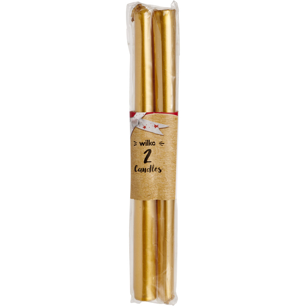 Wilko Gold Taper Candles 2 Pack Image 2