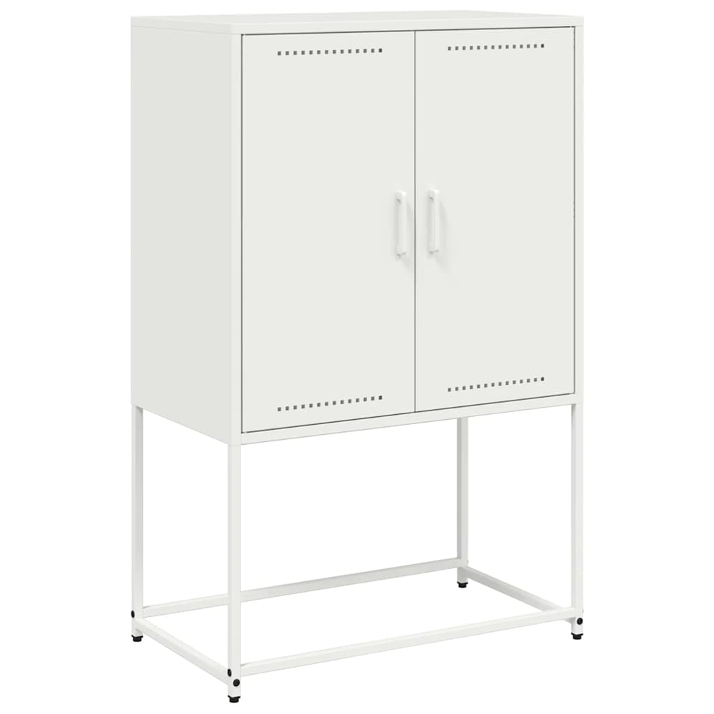 vidaXL 2 Door White Steel Highboard Image 2
