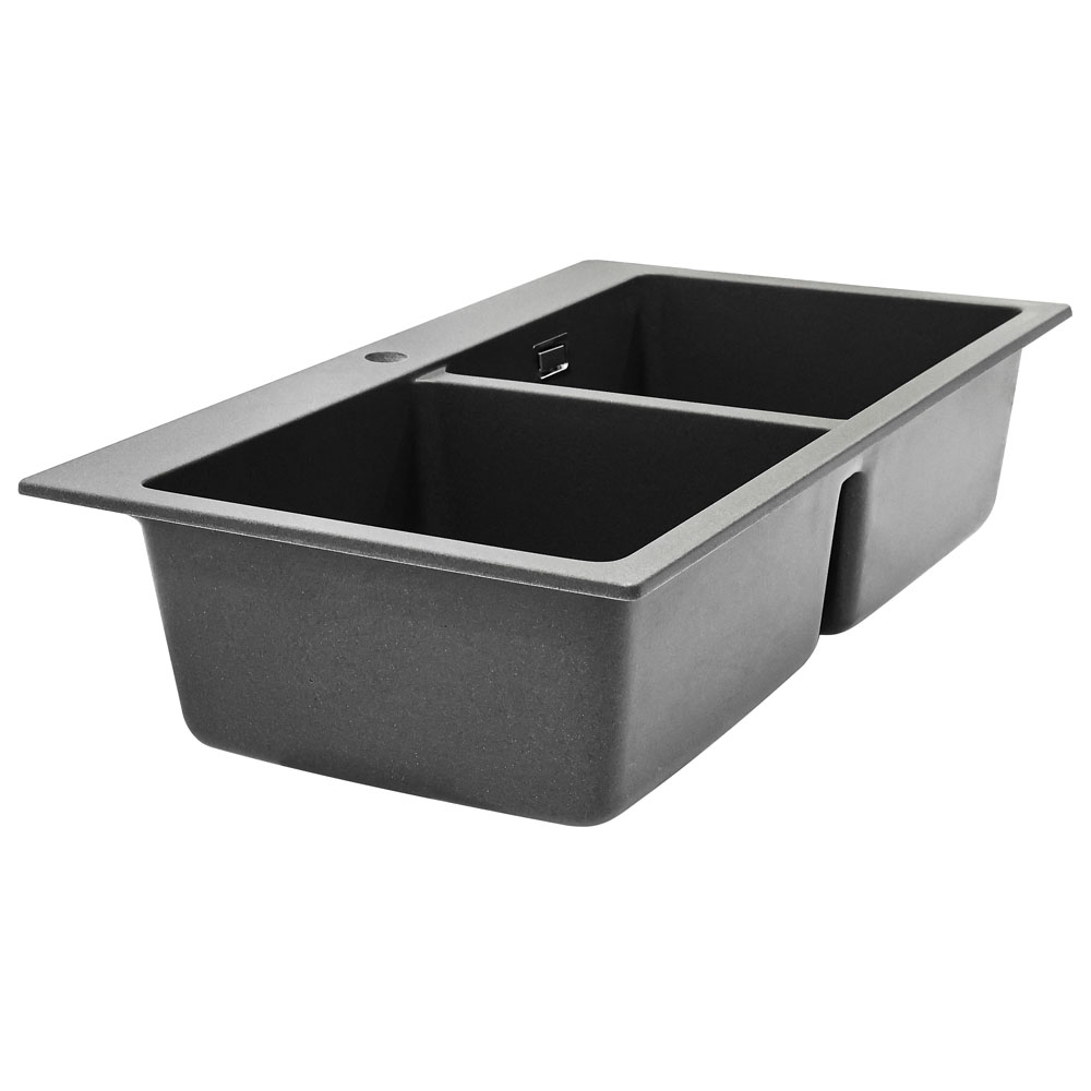 Living and Home Grey Double Undermount Kitchen Sink Bowl 83.5 x 49cm Image 1
