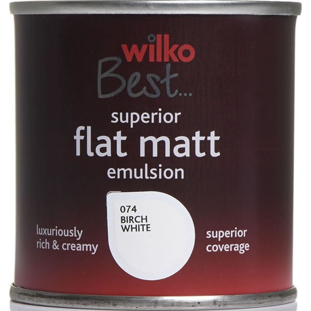 Wilko Best Silver Birch Flat Matt Emulsion Paint  Tester Pot 125ml Image 1