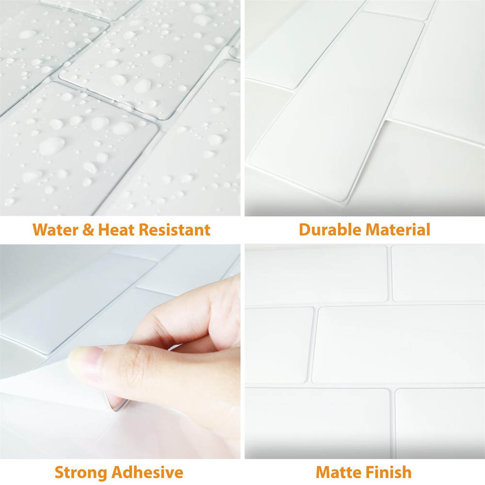 Walplus Pure White Mosaic 3D Tile Sticker 100 Pack Image 4