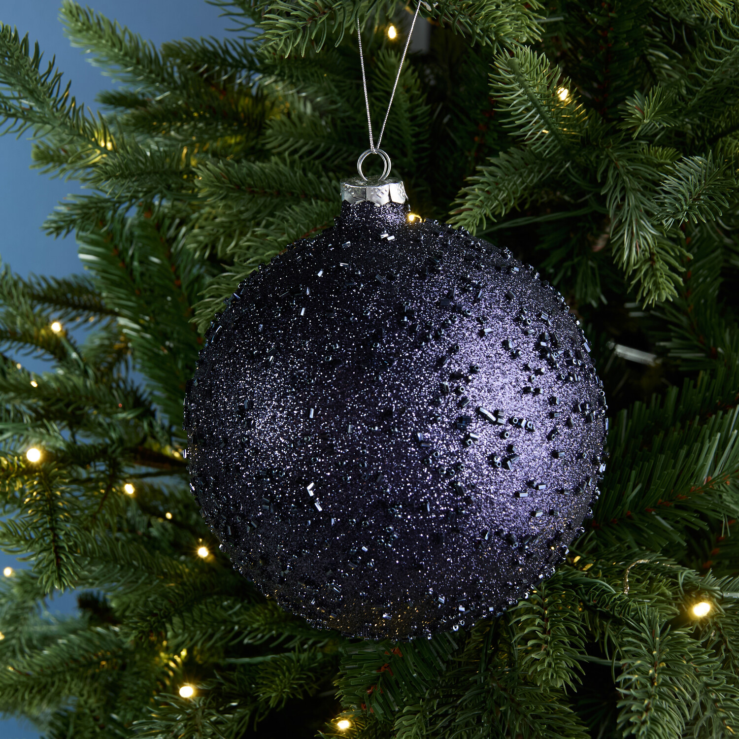 Large Navy Beaded Bauble Image 3