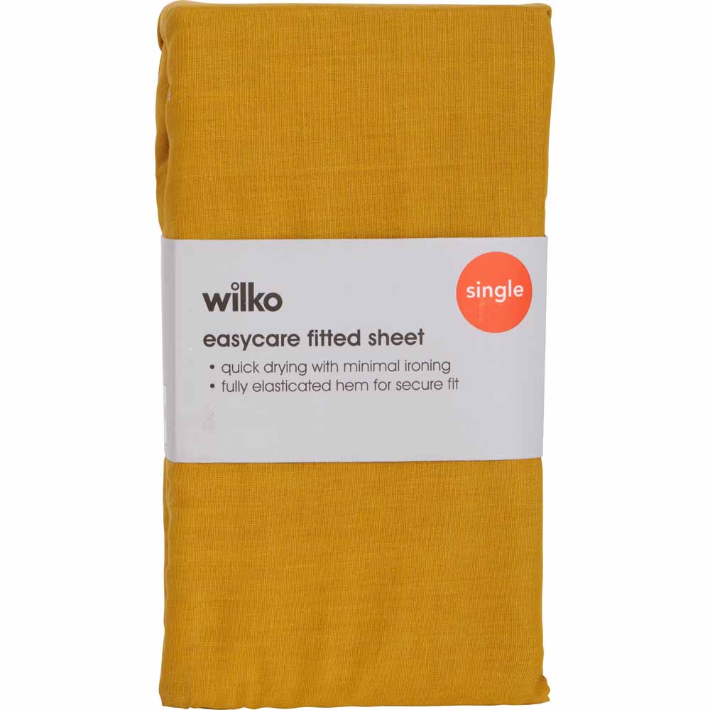 Wilko Single Mustard Fitted Bed Sheet Image 2