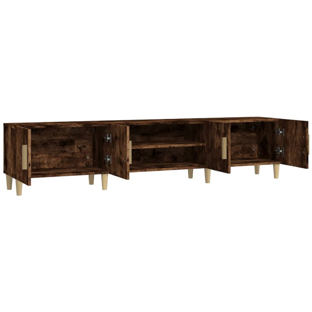 vidaXL 4 Door 2 Open Shelf Smoked Oak TV Cabinet with Wooden Legs Image 7