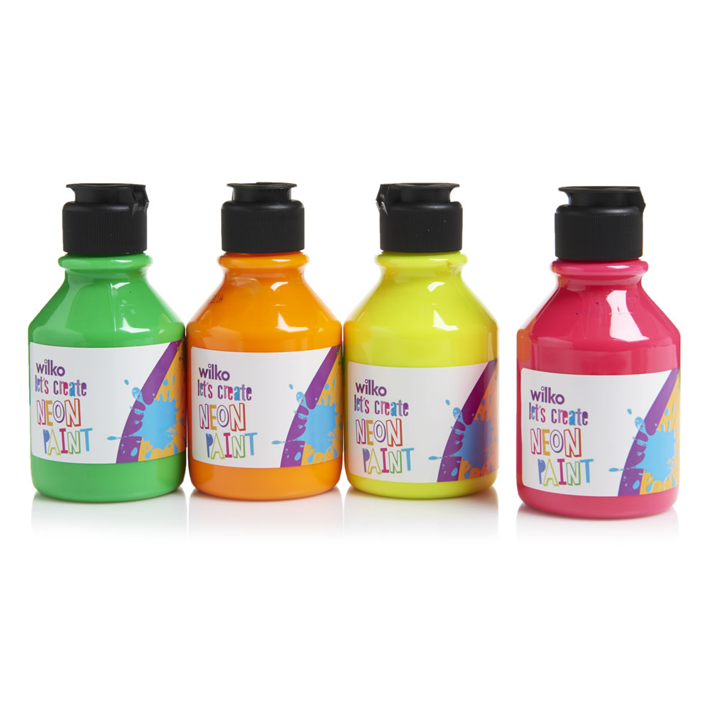 Wilko Let's Create Neon Paint Set 150ml 4 pack Wilko