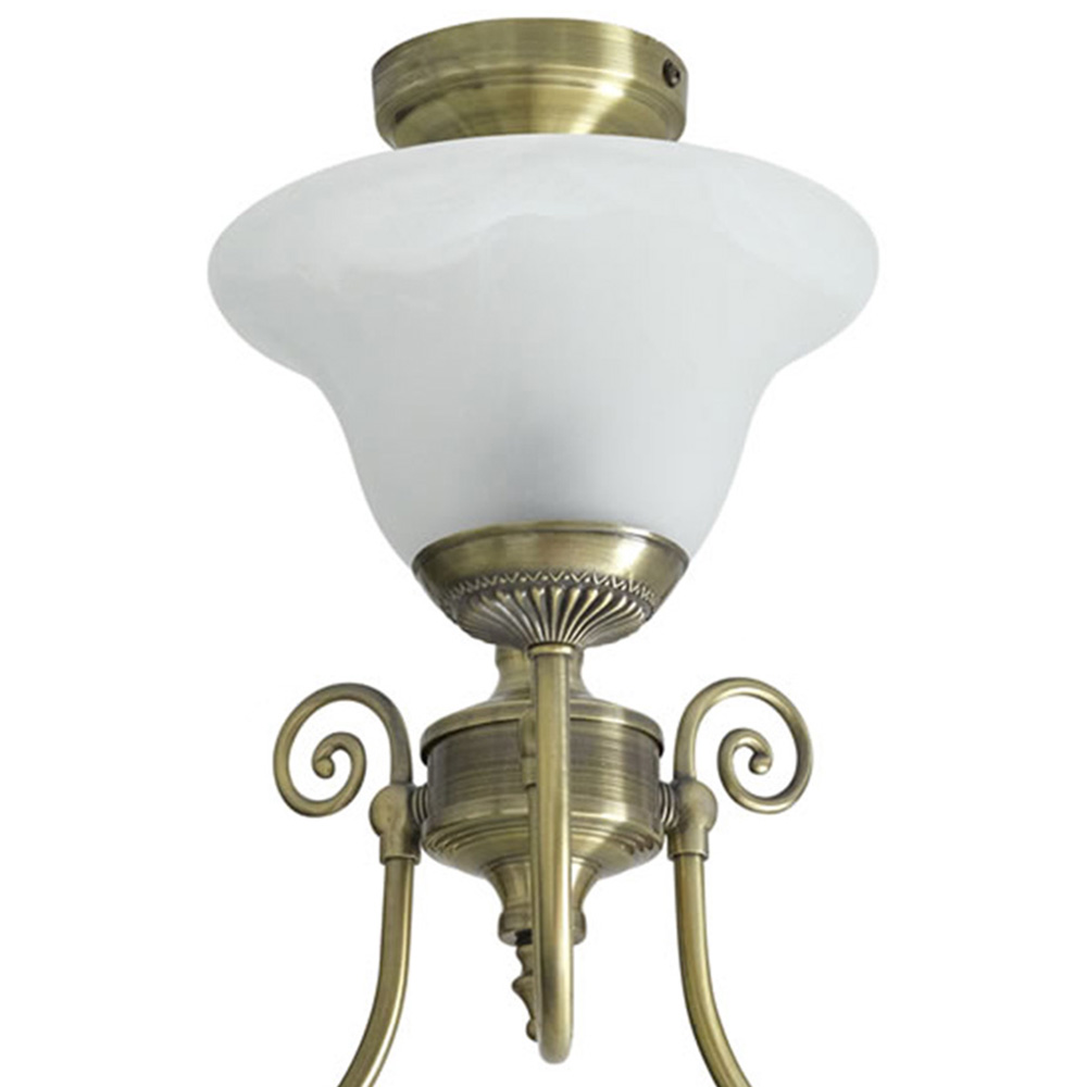 Wilko York 3 Arm Antique Brass Effect Ceiling Light with Frosted Glass Shades Image 5