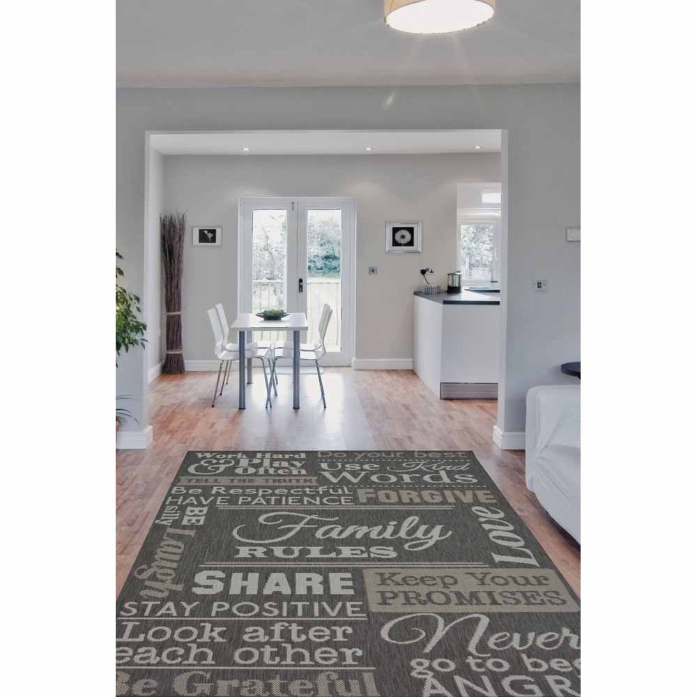 County Words Rug Grey 120 x 170cm Wilko