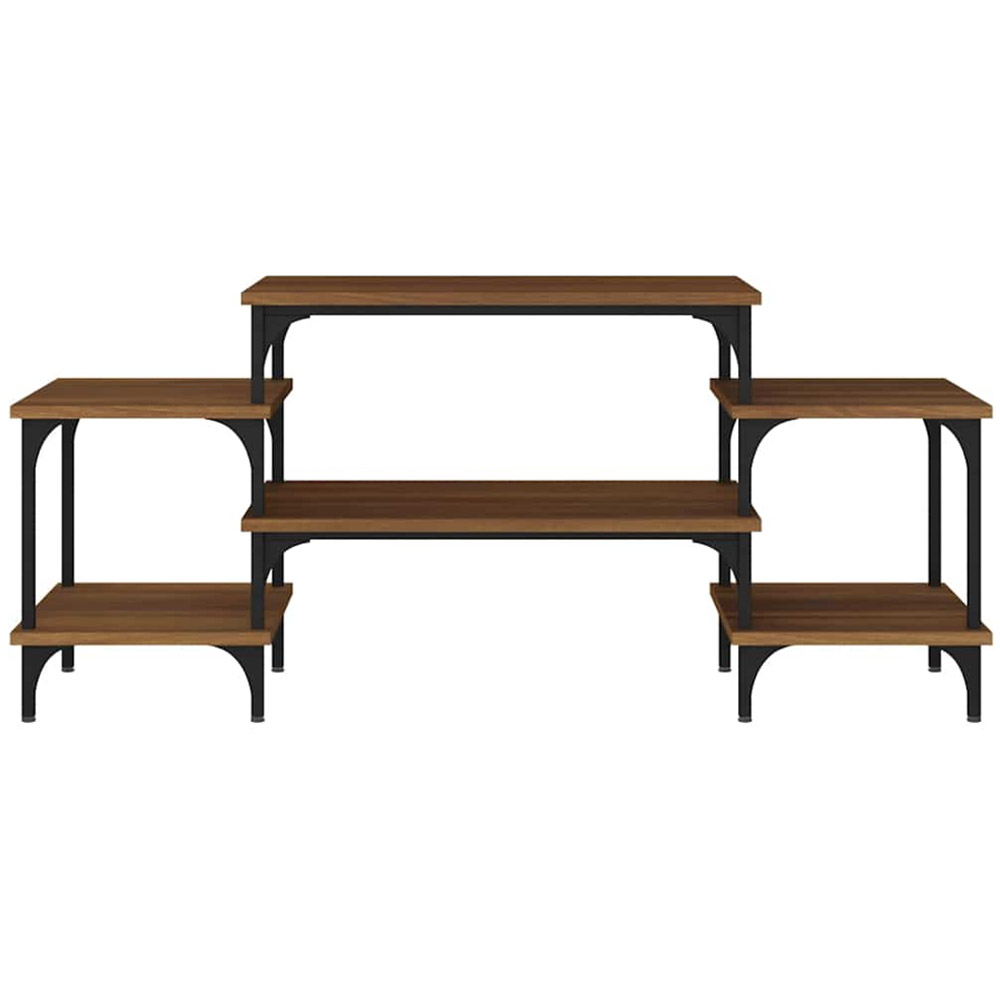 vidaXL 3 Open Shelf Brown Oak TV Cabinet with Metal Legs Image 5