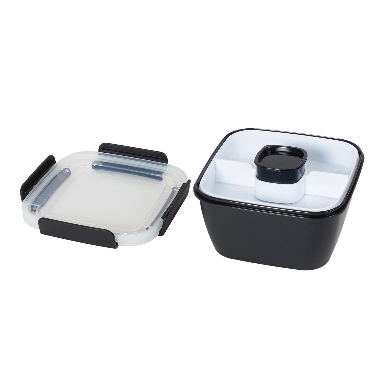 Square Compartment Lunch Box - Black / Medium Image 3