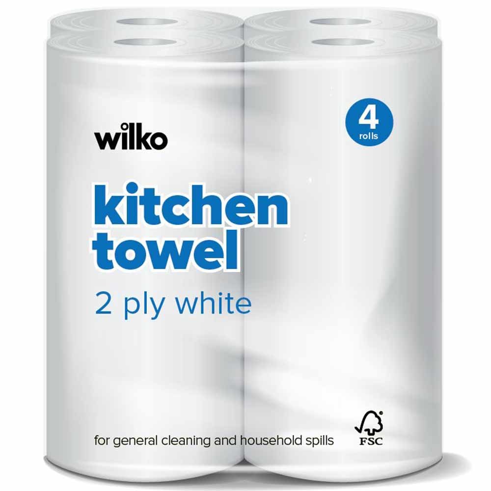 Wilko Kitchen Towel 4 Rolls 2 Ply Image