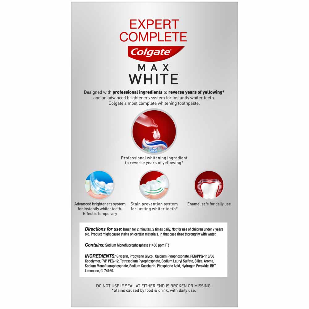 Colgate Max White Expert Complete Whitening Toothpaste 75ml Image 3