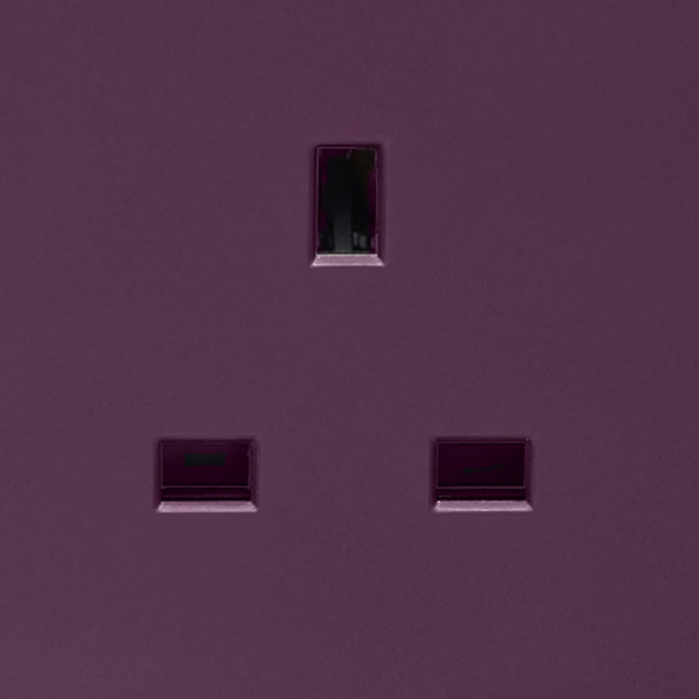 Trendi Switch 2 Gang 13amp Plum Purple Long Switched Plug Socket 3 Pack Image 3