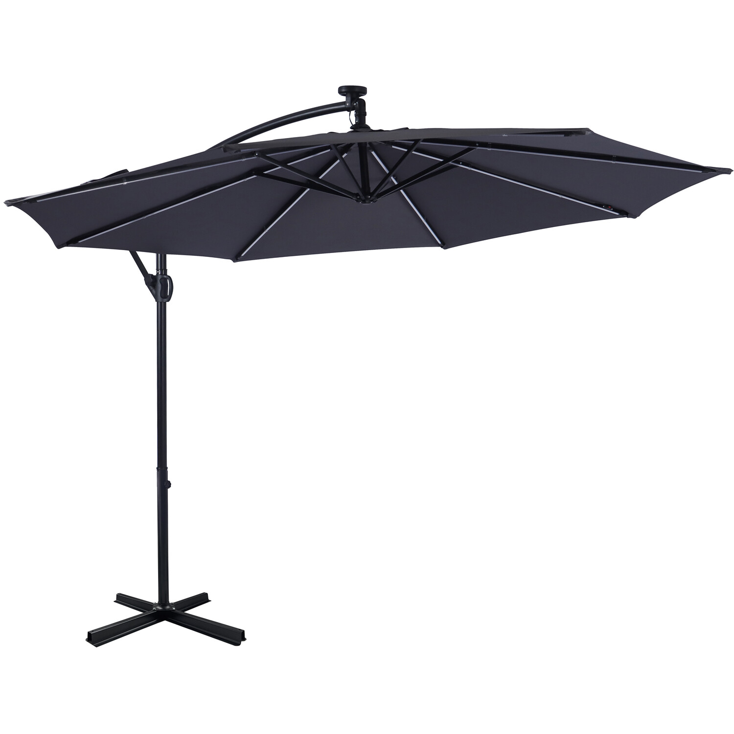 3m Parasol with Removable LED Lights Grey Image 3