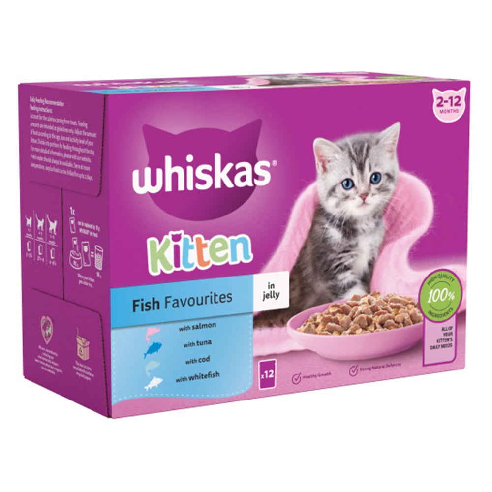 Whiskas Kitten Fish in Jelly Wet Cat Food Pouches 85g Case of 4 x 12 Pack Image 3