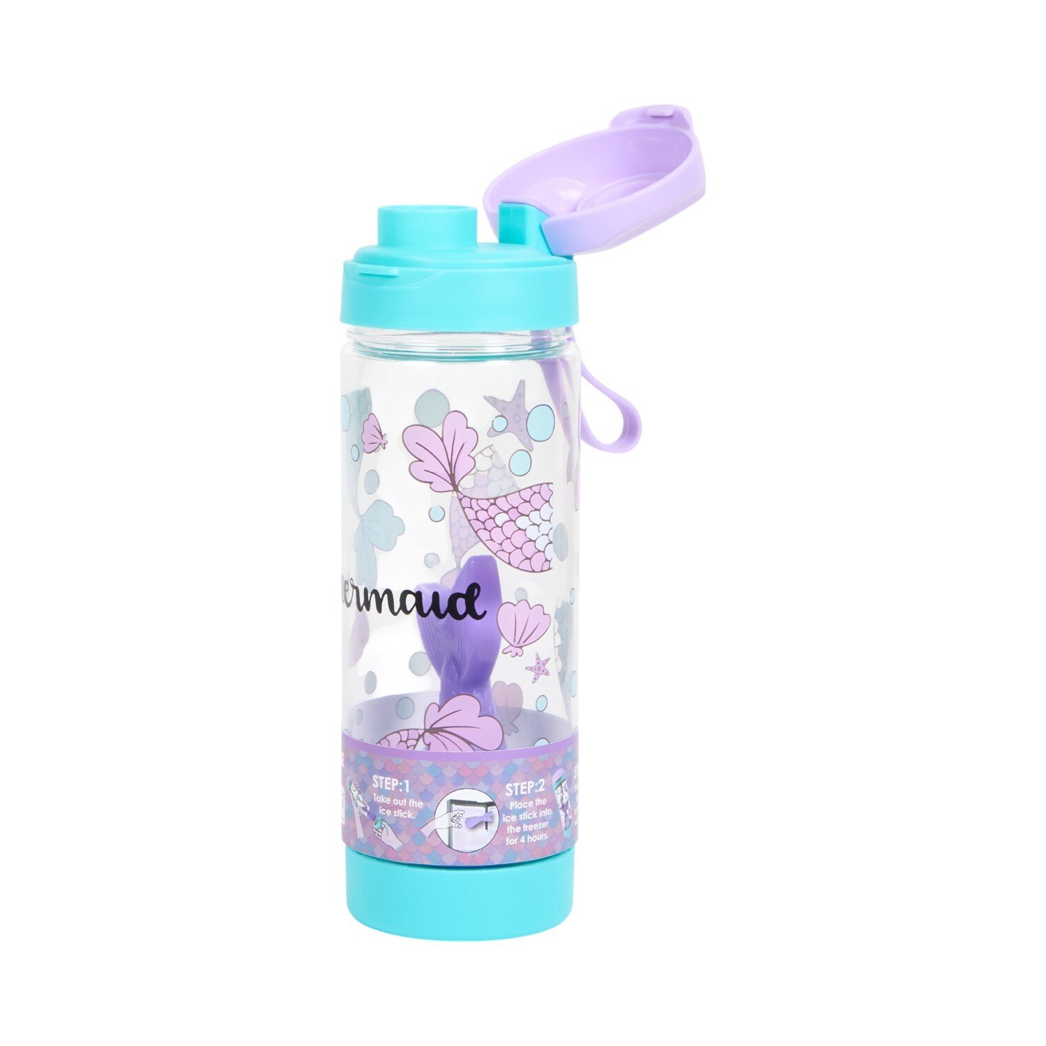 Mermaid Print Ice Stick Bottle Blue and Purple Image 3